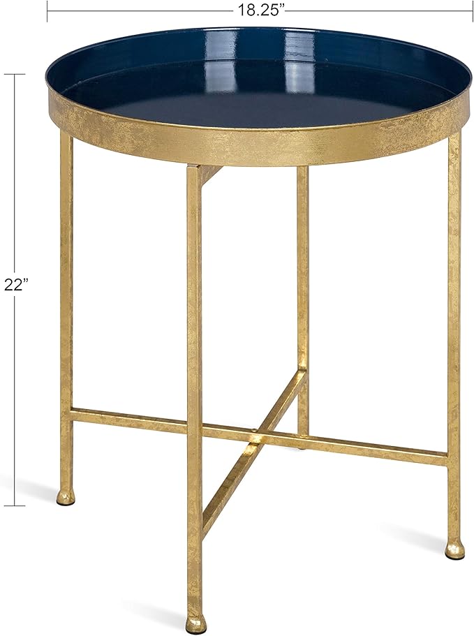 Kate and Laurel Celia Metal Foldable Round Accent Table, 18.25" x 18.25" x 22" - Image 3