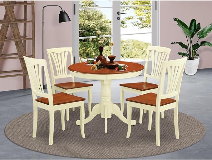 East West Furniture ANAV5-WHI-W 5 Piece Dining Room Furniture Set Includes a - Image 6