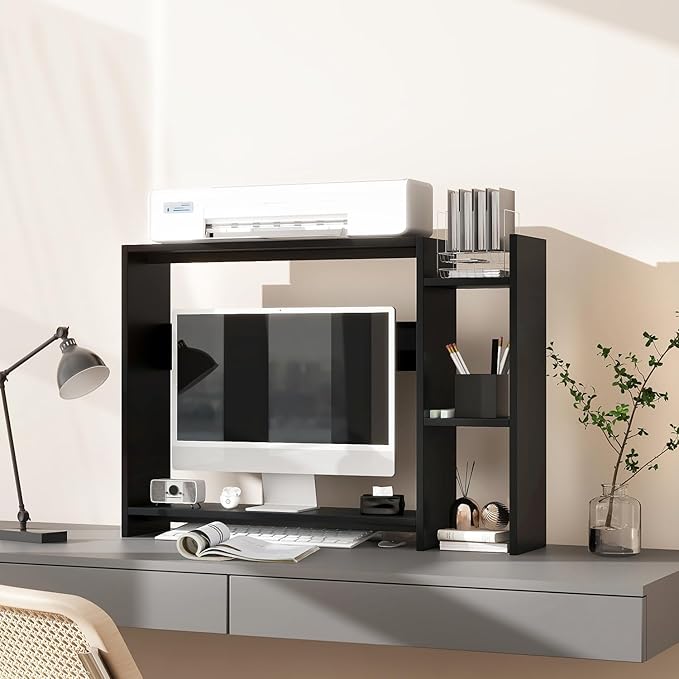 IBUYKE Desktop Bookshelf, 36.8" Desktop Organizer Shelf, Wood Desk Hutch - Image 5