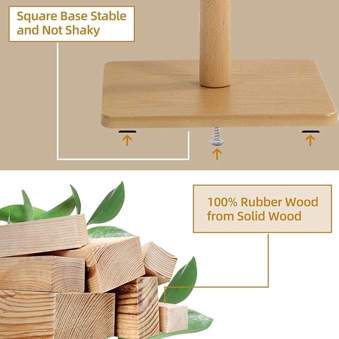 Yawinhe Coat Rack, Sturdy Wooden Coat Tree - Image 6
