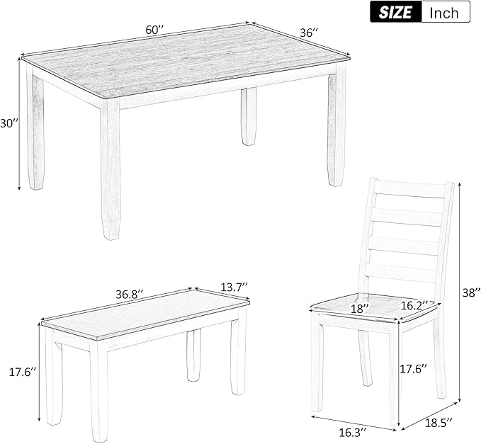 Merax 6-Piece Wooden Rectangular Dining Table Set - Image 2