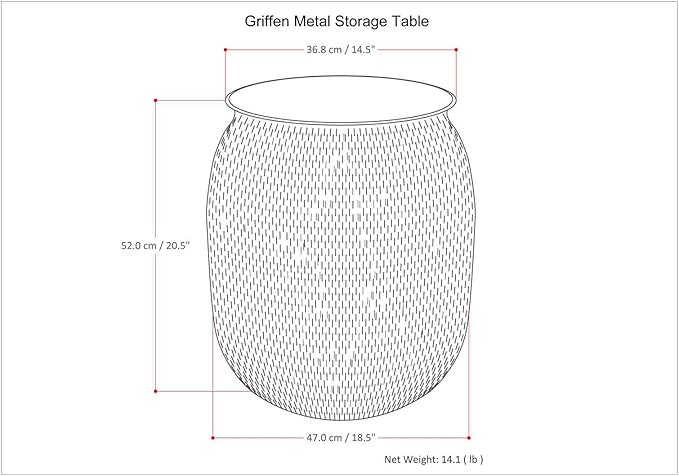 SIMPLIHOME Griffen Contemporary 19 inch Wide Metal Storage Accent Side Table in - Image 9