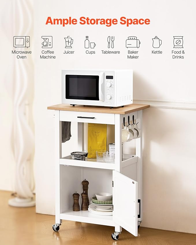 VEVOR Kitchen Island Cart with Single Door Cabinet, Mobile Carts with Drawer - Image 2