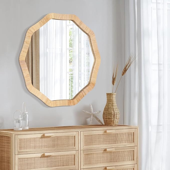 ULIKE Rattan Mirror for Wall, Bathroom 30 Inch Rustic Farmhouse Wall Decor - Image 3