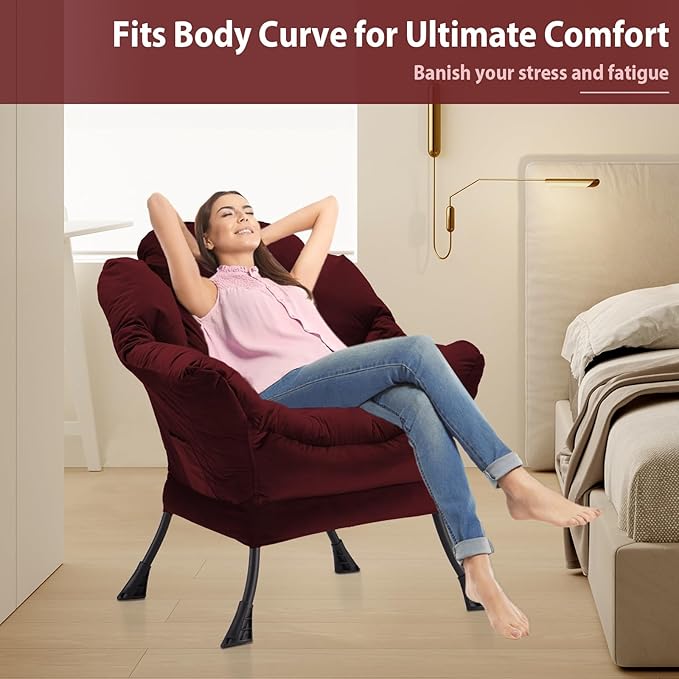 Lazy Chair Thick Padded, Comfy Velvet Accent Lounge Chair - Image 5
