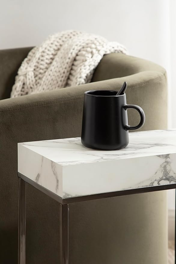 Kate and Laurel Karlsen Modern Faux Marble and Metal Narrow Side Table - Image 6
