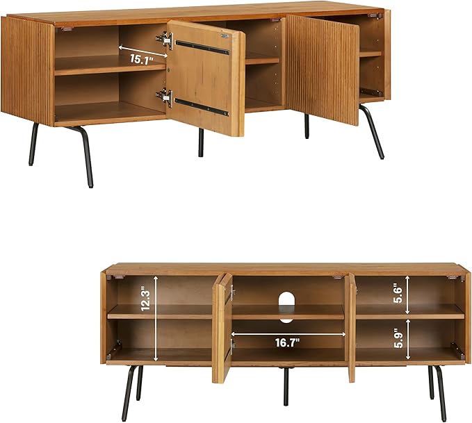 NTC Veil TV Stand with 3 Doors for TVs up to 60’’, Media Console with Vertical - Image 3
