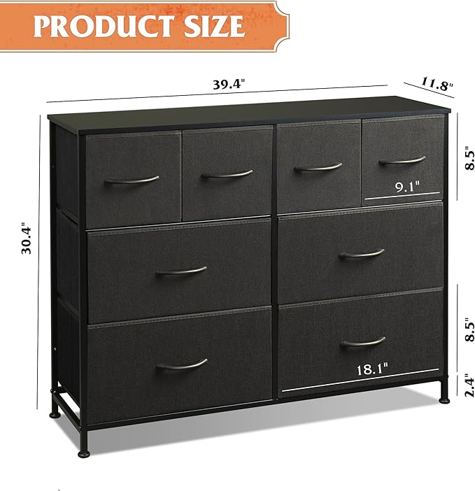 WLIVE Dresser for Bedroom with 8 Drawers, Wide Fabric Dresser for Storage and - Image 3