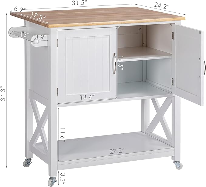Spirich Kitchen Island on Wheels, Rolling Kitchen Cart - Image 6