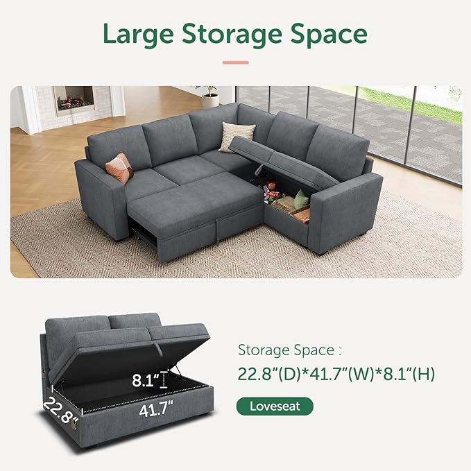 HONBAY Modular Sectional Sleeper Sofa - Image 3