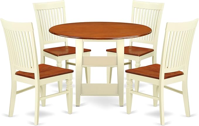 East West Furniture SUWE5-BMK-W 5 Piece Dining Table Set by EastWestFurniture