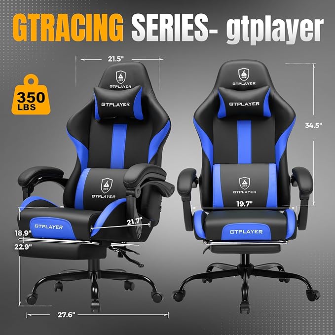 GTRACING Gaming Chair with Foot Rest & Pocket Spring Cushion, Ergonomic High - Image 3