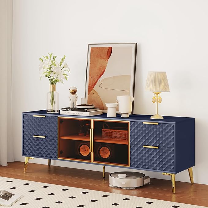 Rovibek 59" Modern TV Stand, Entertainment Center TV Console - Image 4