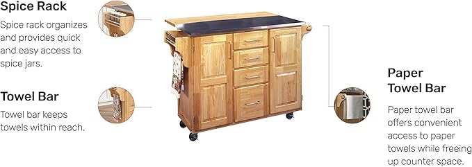 Homestyles General Line Kitchen Cart, 52.5 in. x 18 in. x 36 in - Image 7
