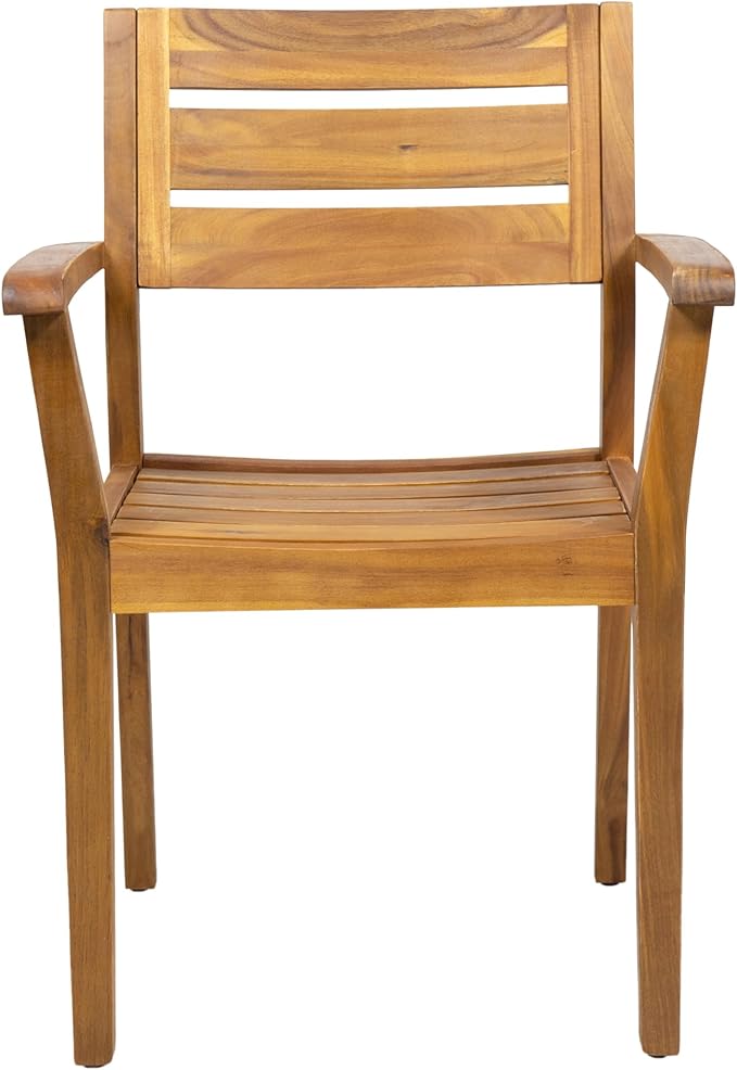 Merax Acacia Wood Dining Chairs Set of 2, Stamford Outdoor Acacia Wood Dining - Image 4