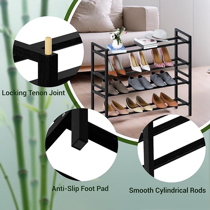 Haddockway Bamboo Shoe Rack for Closet, Free Standing Shoe Organizer - Image 8