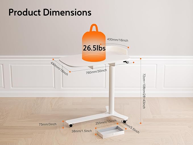 Rolling Desk Adjustable Height - Image 3