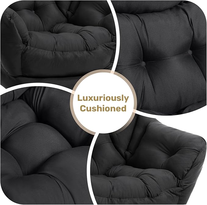 HollyHOME Modern Fabric Large Lazy Chair, Accent Oversized Comfy Reading Chair - Image 4