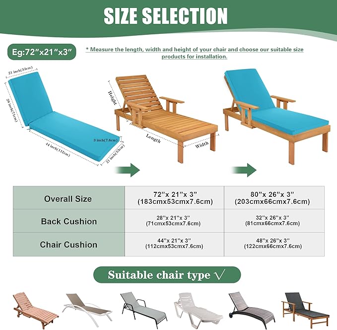 Chaise Lounge Cushions Outdoor - Image 3