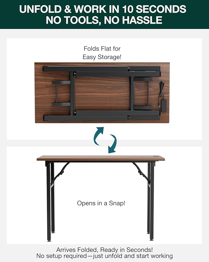 Frylr Small Folding Computer Desk – 43.3 Inch Portable Table - Image 3