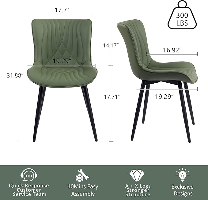 YOUTASTE Dining Chairs Set of 2 Upholstered Mid Century Modern Kitchen & Dining - Image 2