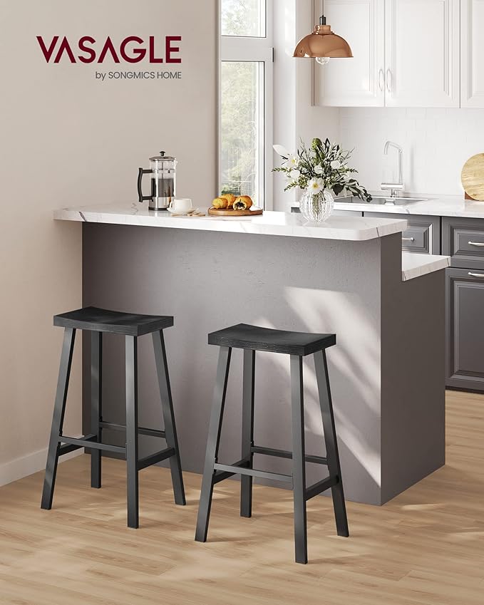 VASAGLE Bar Stools Set of 2, Counter Height Stools, Bar Chairs - Image 2