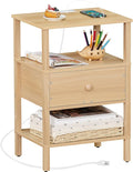 Lerliuo Nightstand with Charging Station and USB Ports, 3-Tier Storage End by Lerliuo