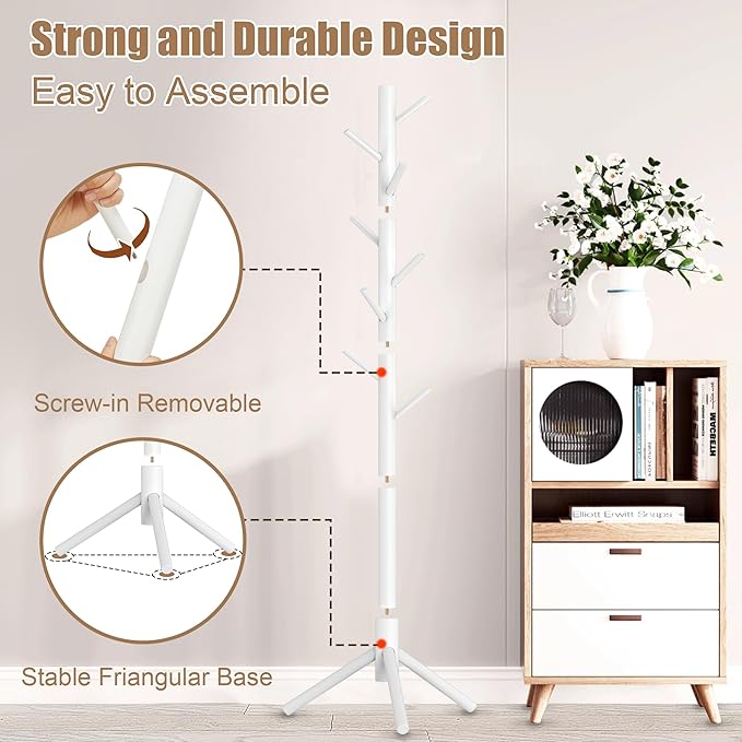 Wooden Coat Rack Stand, Freestanding Coat Rack - Image 5
