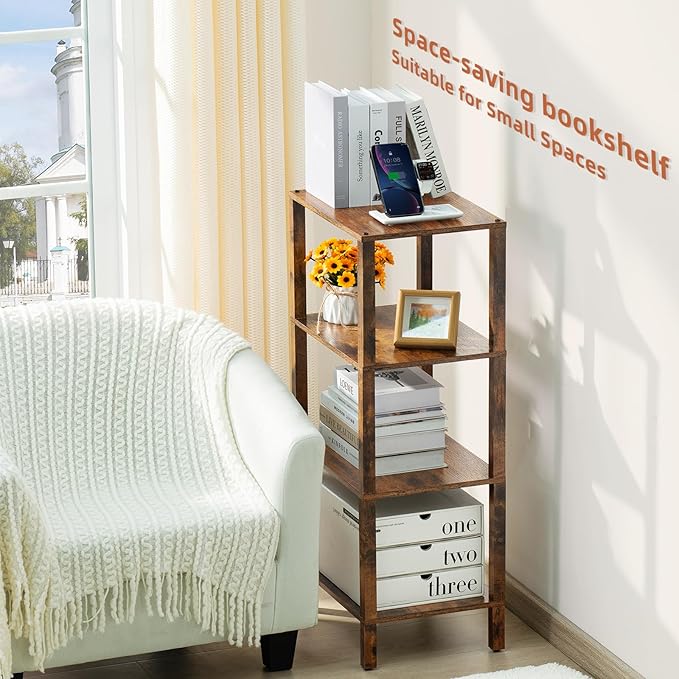 4 Tier Tall Wooden Bookshelf - Image 5