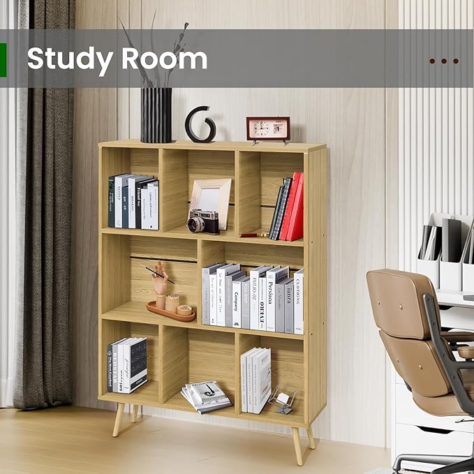 Bookshelf, 3-Tier 8 Cube Open Wooden Book Shelf - Image 7