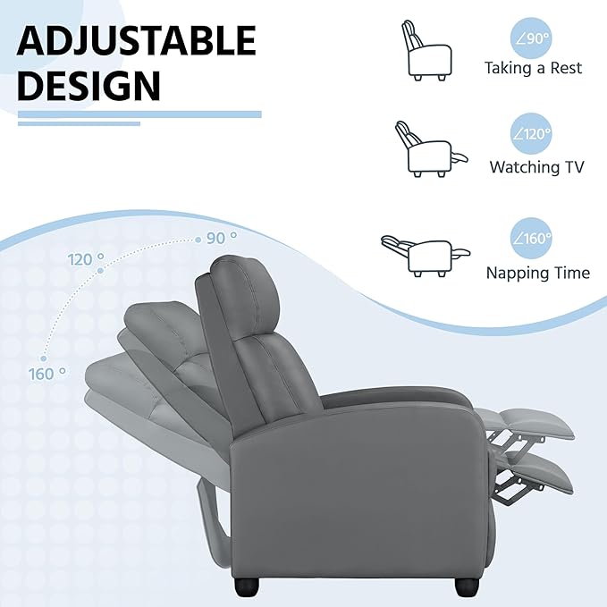 Yaheetech Recliner Chair PU Leather Recliner Sofa Home Theater Seating - Image 4