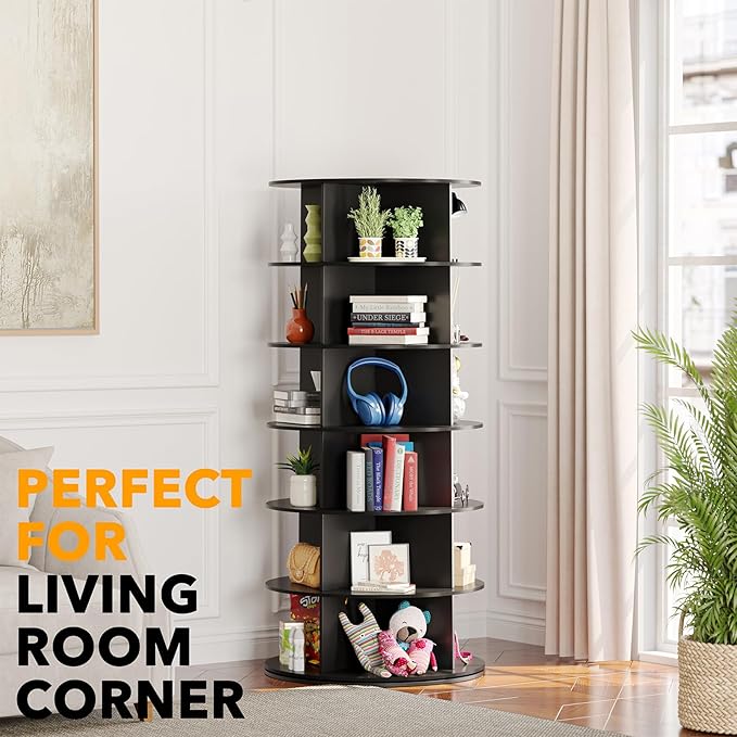 SpaceAid Black 6-Tier Spinning Rotating Shoe Rack Organizer, Shoe Display Tower - Image 6