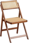 Rattan Folding Chair, Modern Mid Century Dining Chairs Set of 1, Comfy Outdoor by Furlide