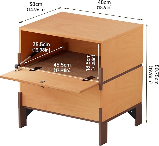 Sebastack Night Stand, Customizable 2 Drawers Bedside Table, End Table - Image 2