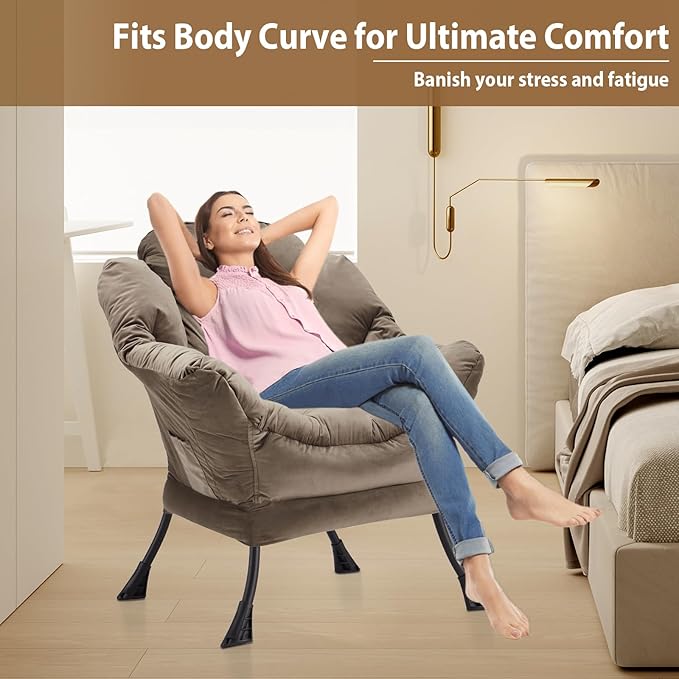 Lazy Chair Thick Padded, Comfy Velvet Accent Lounge Chair - Image 5