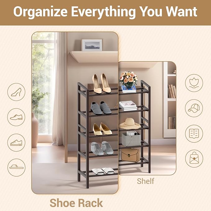 Haddockway Bamboo Shoe Rack for Closet, Free Standing Shoe Organizer - Image 5