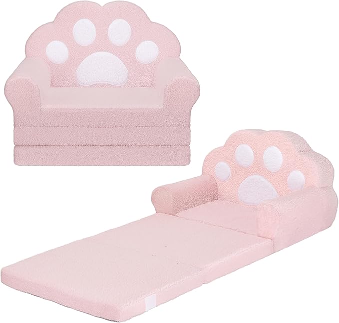 MONKISS Cat Paw Kids Couch, Toddler Chairs Comfy, Toddler Couch Bed Fold Out by MONKISS