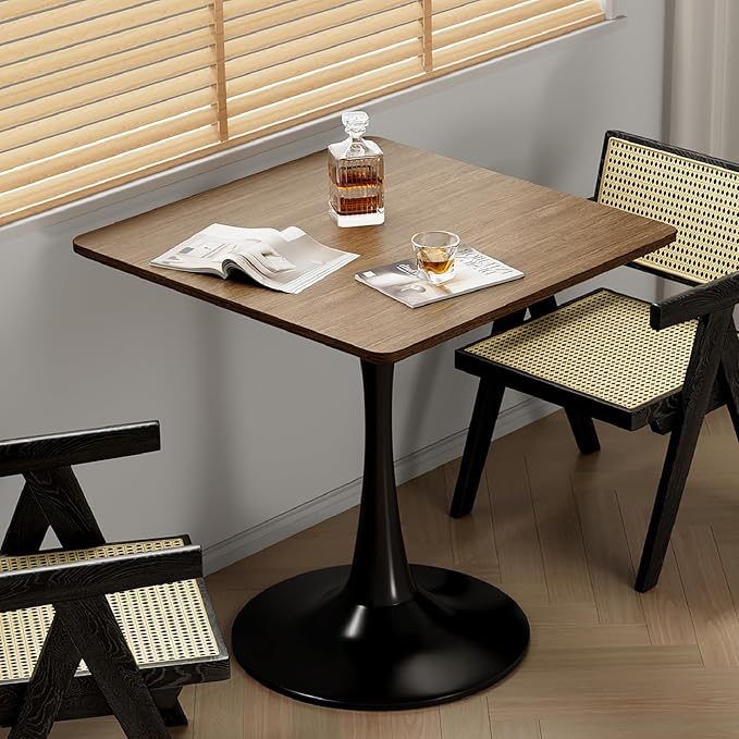 Walnut Square Tulip Table for 2, 24 Inch Small Dining Table by Unknown