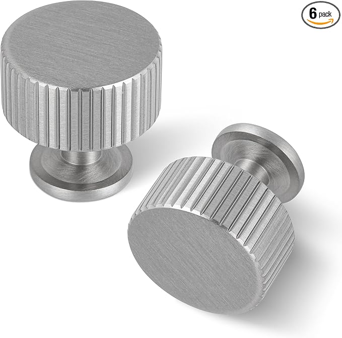 6 Pack Satin Nickel Cabinet Knobs, Solid Brass Drawer Pulls, Modern Kitchen by SALISENG