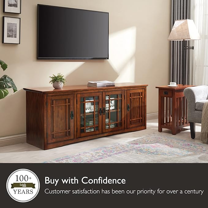 Leick Home 82360 Solid Wood Mission Oak Four Door TV Stand - Image 9