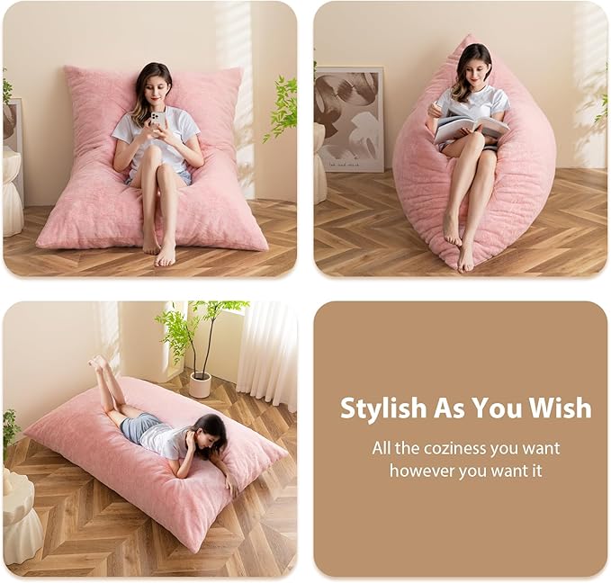 BYBYME 3 in 1 Bean Bag Chair, Convertible Chair Folds from Bean Bag to Lounger - Image 4
