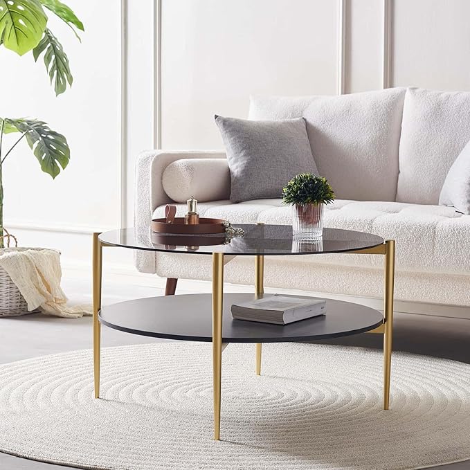 Round Coffee Table for Living Room, Mid-Century Modern Design, D30 x H17 - Image 3