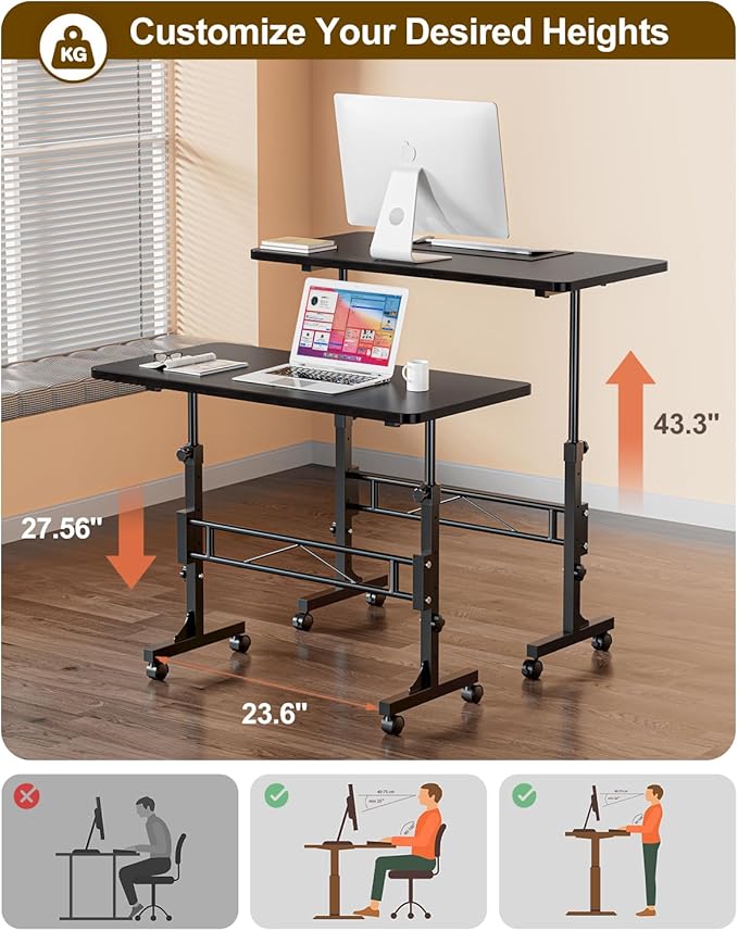 Small Standing Desk Adjustable Height, Mobile Stand Up Desk - Image 2