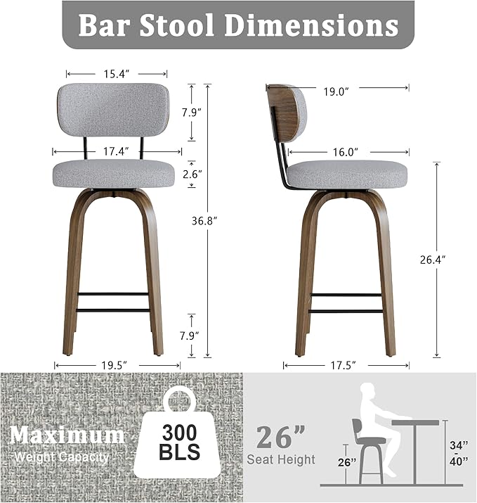 Swivel Counter Height Bar Stools - Image 2