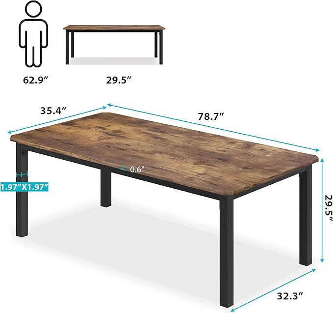 78.7 Inch Long Computer Desk, Large Industrial Office 2 Person Desk Workstation - Image 2