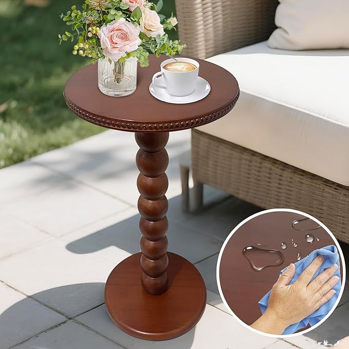 JUIOETURBoho Beaded Round Side Table - Image 4