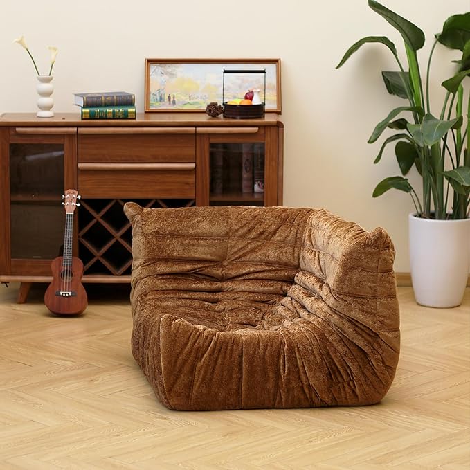 N&V Soft Premium Chenille Floor Lounge Chair, Mid Century Armless Floor Sofa by NV