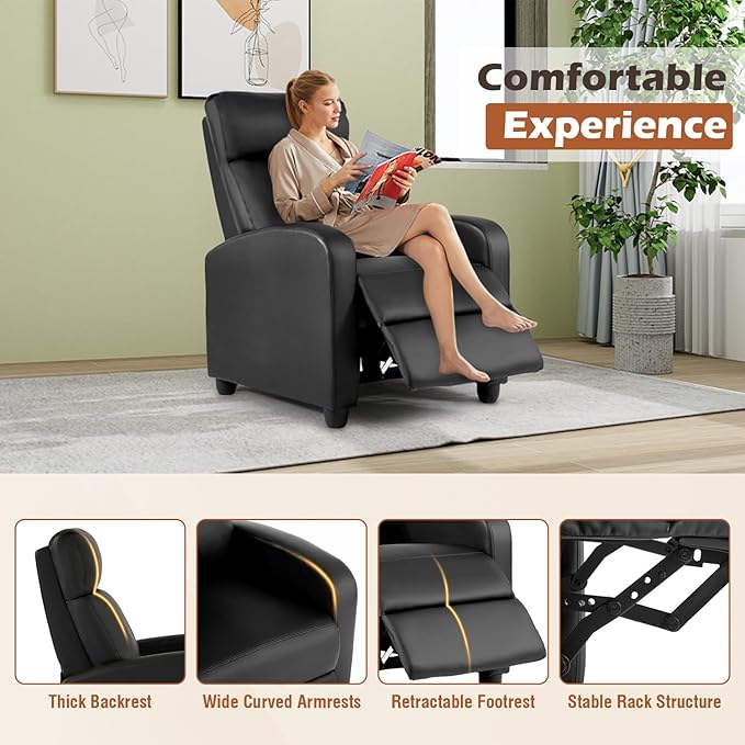BestMassage | Recliner Chair | No Massage Function | Leather Black | - Image 4