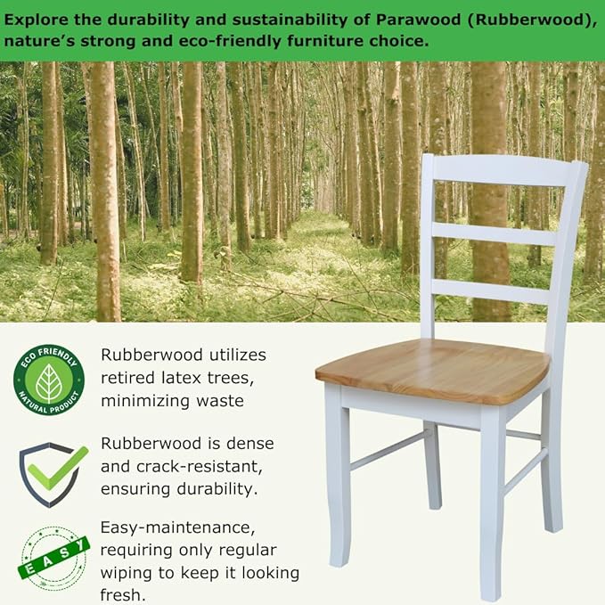 Madrid Ladderback, Solid Wood Kitchen/Dining Chairs, Parawood Construction - Image 4