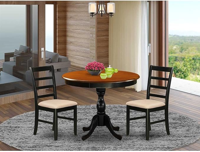 East West Furniture AMPF3-BCH-C 3 Piece Dining Table Set - Image 2